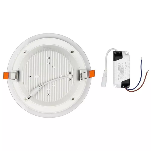 LED panel χωνευτό 18W 6400K Ψυχρό λευκό Στρογγυλό γυάλινο V-TAC – 4759