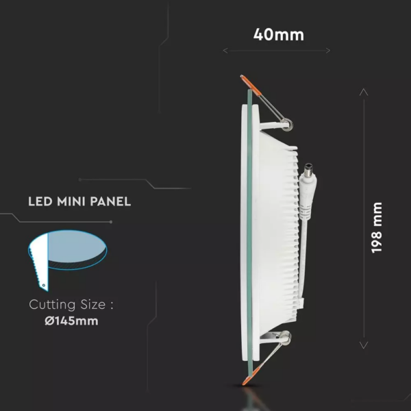 LED panel χωνευτό 18W 6400K Ψυχρό λευκό Στρογγυλό γυάλινο V-TAC – 4759