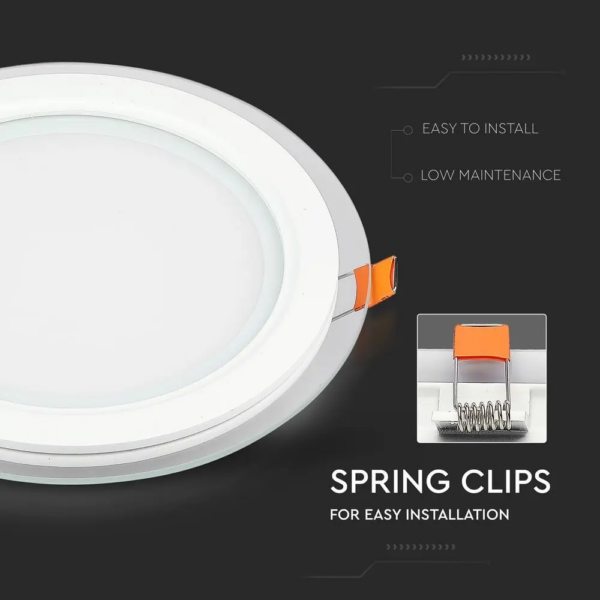 LED panel χωνευτό 18W 6400K Ψυχρό λευκό Στρογγυλό γυάλινο V-TAC – 4759