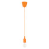 GloboStar® CABLITO 61554 Μοντέρνο Κρεμαστό Φωτιστικό Οροφής Μονόφωτο 1 x E27 Πορτοκαλί Σιλικόνης Ανάρτηση με Υφασμάτινο Καλώδιο Φ4 x Υ110cm