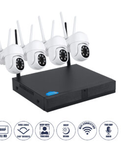 GloboStar® 86039 Ασύρματο Καταγραφικό με 4 x Camera 2MP 1080P WiFi 360° Μοιρών – Αδιάβροχο IP66 – Νυχτερινή Όραση με LED IR – Διπλή Κατέυθυνση Ομιλίας – Ανιχνευτή Κίνησης – Νυχτερινή Λήψη – Λευκό