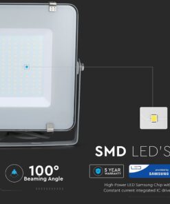 LED Προβολέας 200W V-TAC PRO Samsung Chip Λευκός 100° 16000lm Γκρι Αδιάβροχος IP65 Φυσικό Λευκό 4000K – 484