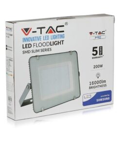 LED Προβολέας 200W V-TAC PRO Samsung Chip Λευκός 100° 16000lm Γκρι Αδιάβροχος IP65 Φυσικό Λευκό 4000K – 484