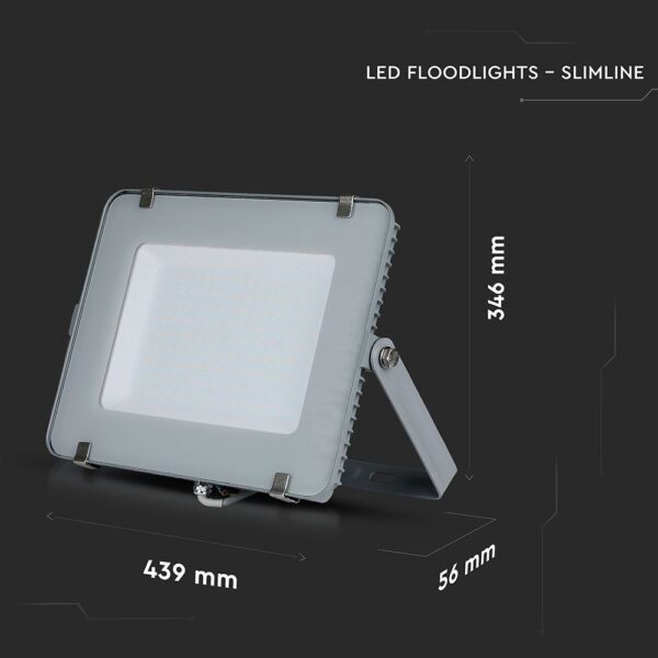LED Προβολέας 200W V-TAC PRO Samsung Chip Λευκός 100° 16000lm Γκρι Αδιάβροχος IP65 Φυσικό Λευκό 4000K – 484