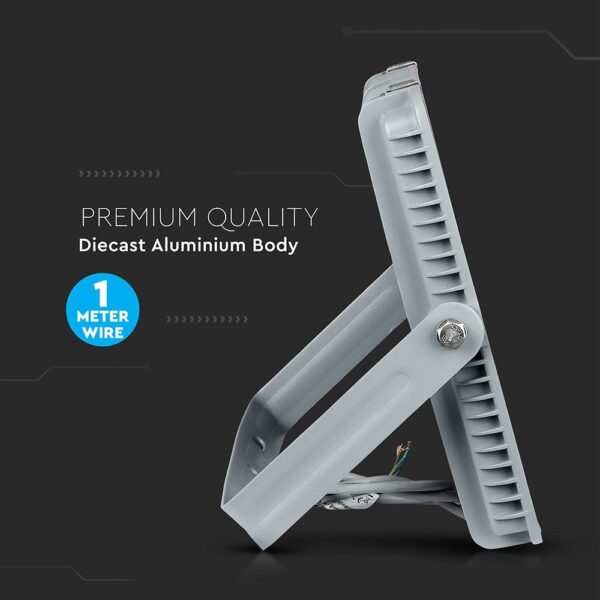LED Προβολέας 200W V-TAC PRO Samsung Chip Λευκός 100° 16000lm Γκρι Αδιάβροχος IP65 Φυσικό Λευκό 4000K – 484