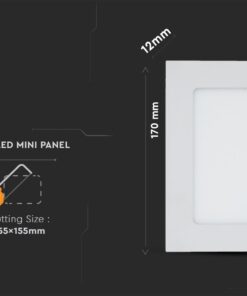 LED Πάνελ Τετράγωνο Χωνευτό 12W V-TAC 3000K – 214866