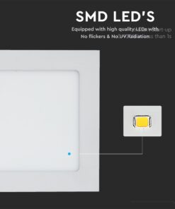 LED Πάνελ Τετράγωνο Χωνευτό 12W V-TAC 3000K – 214866
