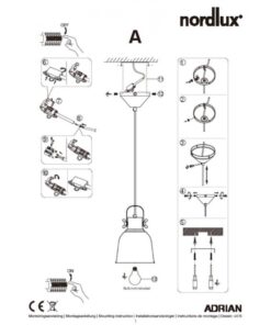 Nordlux Adrian 16 Κρεμαστό Ανθρακί E27 Μεταλλικό/Πλαστικό – 48783003