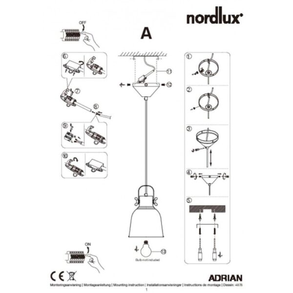 Nordlux Adrian 16 Κρεμαστό Ανθρακί E27  Μεταλλικό/Πλαστικό –  48783003
