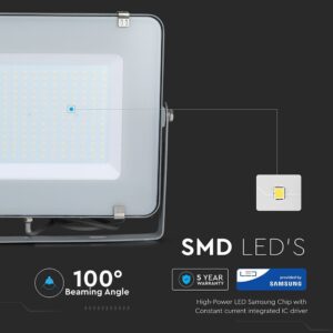 LED Προβολέας 300W V-TAC PRO Samsung Chip  100° 24000lm Γκρι Αδιάβροχος IP65 Φυσικό 4000K – 488