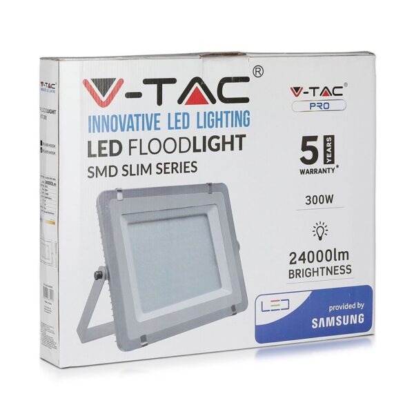 LED Προβολέας 300W V-TAC PRO Samsung Chip  100° 24000lm Γκρι Αδιάβροχος IP65 Φυσικό 4000K – 488