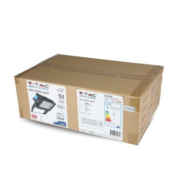 LED Προβολέας 250W V-TAC PRO Samsung Chip 30000lm Τροφοδοτικό Meanwell Μαύρος 120° Αδιάβροχος IP65 Ψυχρό Λευκό 6400K – 500