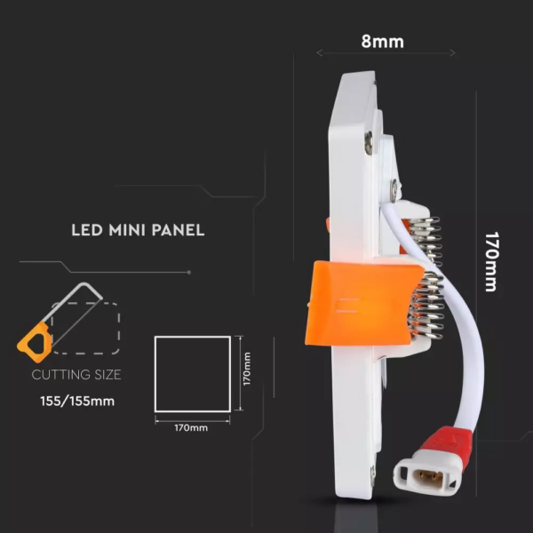 LED panel χωνευτό 22W 6400K Ψυχρό λευκό Τετράγωνο V-TAC – 4798