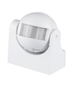 Ανιχνευτής κίνησης λευκός με βάθρο, κατάλληλος για εσωτερική χρήση, ρυθμιζόμενος φωτισμός και ευαισθησία.