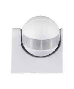 Αισθητήρας κίνησης λευκός, εξωτερικής χρήσης, ανίχνευση 180°, ιδανικός για ασφάλεια και εξοικονόμηση ενέργειας.