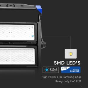 LED Προβολέας 500W V-TAC PRO Samsung Chip 60000lm Τροφοδοτικό Meanwell Μαύρος 60° Αδιάβροχος IP65 Φυσικό Λευκό 4000K – 497