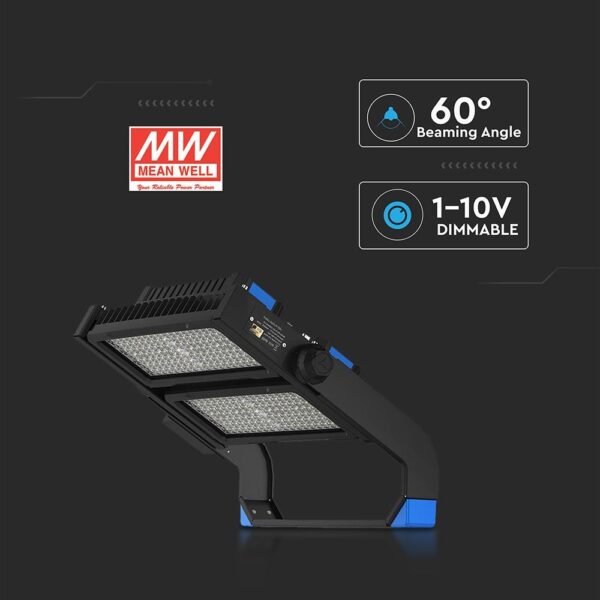 LED Προβολέας 500W V-TAC PRO Samsung Chip 60000lm Τροφοδοτικό Meanwell Μαύρος 60° Αδιάβροχος IP65 Φυσικό Λευκό 4000K – 497