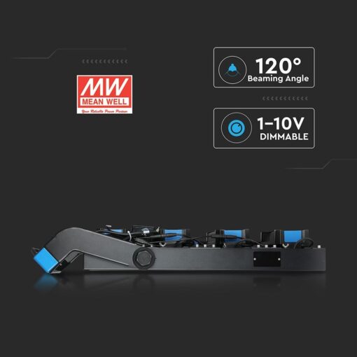 LED Προβολέας 1000W V-TAC PRO Samsung Chip 120000lm Τροφοδοτικό Meanwell Μαύρος 120° Αδιάβροχος IP66 Φυσικό Λευκό 4000K – 498