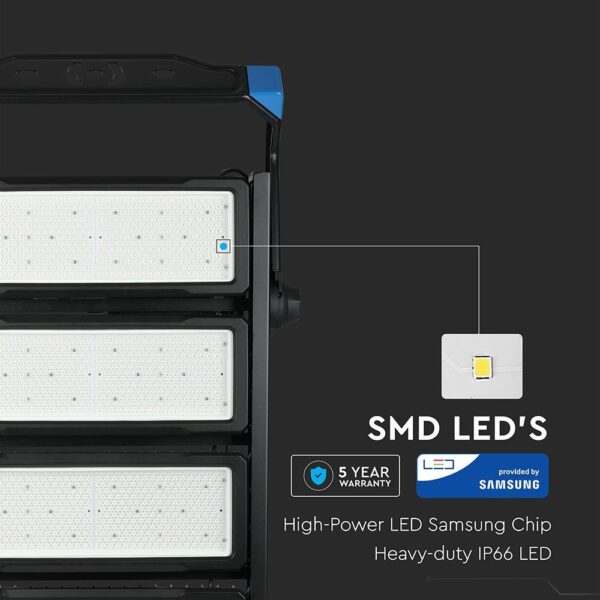 LED Προβολέας 1000W V-TAC PRO Samsung Chip 120000lm Τροφοδοτικό Meanwell Μαύρος 120° Αδιάβροχος IP66 Φυσικό Λευκό 4000K – 498