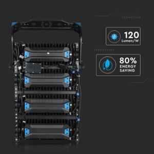 LED Προβολέας 1000W V-TAC PRO Samsung Chip 120000lm Τροφοδοτικό Meanwell Μαύρος 120° Αδιάβροχος IP66 Φυσικό Λευκό 4000K – 498