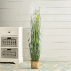 GloboStar® Artificial Garden CECILIA 20342 Διακοσμητικό Ψάθινο Καλάθι – Κασπώ Γλάστρα – Flower Pot Μπεζ Φ24cm x Υ24cm
