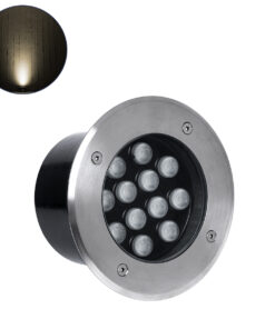 GloboStar® UNDERGROUND-TINA 90667 Χωνευτό Φωτιστικό Σποτ Δαπέδου LED 12W 1320lm 30° DC 24V Αδιάβροχο IP65 Φ16 x Υ9cm Θερμό Λευκό 3000K – Ανοξείδωτο Ατσάλι – 3 Years Warranty