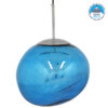 GloboStar® DIXAR BLUE 01467 Μοντέρνο Κρεμαστό Φωτιστικό Οροφής Μονόφωτο 1 x E27 Γυάλινο Μπλε Φ36 x Υ45cm