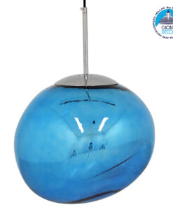 GloboStar® DIXAR BLUE 01467 Μοντέρνο Κρεμαστό Φωτιστικό Οροφής Μονόφωτο 1 x E27 Γυάλινο Μπλε Φ36 x Υ45cm