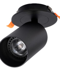 GloboStar® LEO 60350 Χωνευτό Κινούμενο Στρόγγυλο Φωτιστικό Σποτ Αλουμινίου με Ντουί GU10 AC 220-240V IP20 Φ6 x Υ17cm – Μαύρο – 5 Years Warranty
