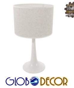 GloboStar® AMBROSIA WHITE 01395 Μοντέρνο Επιτραπέζιο Φωτιστικό Πορτατίφ Μονόφωτο Μεταλλικό με Λευκό Καπέλο Φ25 x Υ46cm