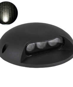 GloboStar® STEP-LUNA 90617 Επιφανειακό Φωτιστικό Σκαλοπατιού – Διαδρόμου LED 3W 345lm 10° DC 24V Αδιάβροχο IP65 Φ12 x Υ3cm Φυσικό Λευκό 4500K – Μαύρο – 3 Years Warranty