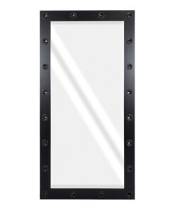 GloboStar® MAKEUP MIRROR-160×80-5 Μοντέρνος Καθρέπτης Μακιγιάζ με Πλαίσιο Φυσικού Ξύλου με Διακόπτη On/Off 20 x E27 AC220-240V – Μ80 x Π7 x Υ160cm – Μαύρος Έβενος