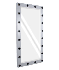 GloboStar® MAKEUP MIRROR-160×80-3 Μοντέρνος Καθρέπτης Μακιγιάζ με Πλαίσιο Φυσικού Ξύλου με Διακόπτη On/Off 20 x E27 AC220-240V – Μ80 x Π7 x Υ160cm – Γκρι Τσιμέντου