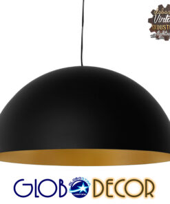 GloboStar® DIADEMA 01342 Μοντέρνο Κρεμαστό Φωτιστικό Οροφής Μονόφωτο Μαύρο – Χρυσό Μεταλλικό Καμπάνα Φ60 x Υ30cm