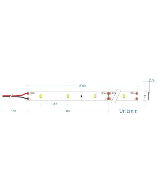 LED Ταινία 7.2W 12V CUBALUX Dimmable 554lm/m Αδιάβροχη IP65 Θερμό 3000K 5 Μέτρα CL50-0012