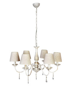 InLight Κρεμαστό φωτιστικό από λευκή πατίνα, κρύσταλλα και υφασμάτινο καπέλο (5010-5)