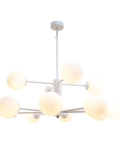 InLight Κρεμαστό φωτιστικό από λευκό μέταλλο και λευκή οπαλίνα 12XG9 D:90cm (5012-12)