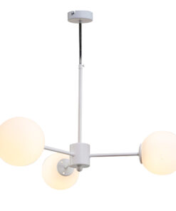 InLight Κρεμαστό φωτιστικό από λευκό μέταλλο και λευκή οπαλίνα 3XG9 D:70cm (5012-3)