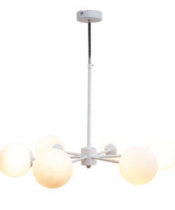 InLight Κρεμαστό φωτιστικό από λευκό μέταλλο και λευκή οπαλίνα 6XG9 D:70cm (5012-6)