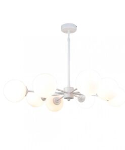 InLight Κρεμαστό φωτιστικό από λευκό μέταλλο και λευκή οπαλίνα 6XG9 D:70cm (5012-8)