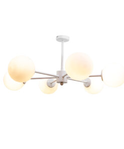InLight Κρεμαστό φωτιστικό από λευκό μέταλλο και λευκή οπαλίνα 6XG9 D:70cm (5013-6)