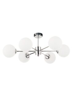 InLight Φωτιστικό Οροφής από χρώμιο μέταλλο και λευκή οπαλίνα 6XG9 D:55cm (5014-6)
