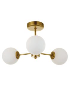 InLight Φωτιστικό Οροφής από χρυσό ματ μέταλλο και λευκή οπαλίνα 3XG9 D:45cm (5015-3)