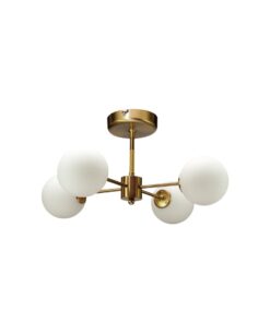 InLight Φωτιστικό Οροφής από χρυσό ματ μέταλλο και λευκή οπαλίνα 4XG9 D:45cm (5015-4)