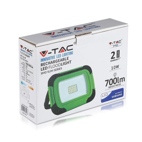 LED Προβολέας Φορητός με Micro USB & Επαναφορτιζόμενος 10W V-TAC PRO Samsung Chip 100° 700lm IP44 Ψυχρό Λευκό 6400K – 503