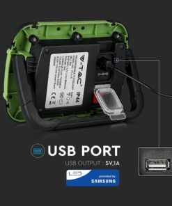 LED Προβολέας Φορητός με Micro USB & Επαναφορτιζόμενος 10W V-TAC PRO Samsung Chip 100° 700lm IP44 Ψυχρό Λευκό 6400K – 503