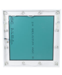 GloboStar® MAKEUP MIRROR-80×80-4 Μοντέρνος Καθρέπτης Μακιγιάζ με Πλαίσιο Φυσικού Ξύλου με Διακόπτη On/Off 12 x E27 AC220-240V – Μ80 x Π7 x Υ80cm – Λευκή Λάκα