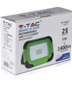 LED Προβολέας Φορητός με Micro USB & SOS Flash & Επαναφορτιζόμενος 20W V-TAC PRO Samsung Chip 100° 1400lm IP44 Ψυχρό 6400K – 504