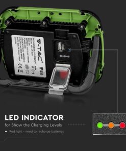 LED Προβολέας Φορητός με Micro USB & SOS Flash & Επαναφορτιζόμενος 20W V-TAC PRO Samsung Chip 100° 1400lm IP44 Ψυχρό 6400K – 504