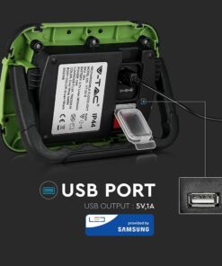 LED Προβολέας Φορητός με Micro USB & SOS Flash & Επαναφορτιζόμενος 20W V-TAC PRO Samsung Chip 100° 1400lm IP44 Ψυχρό 6400K – 504